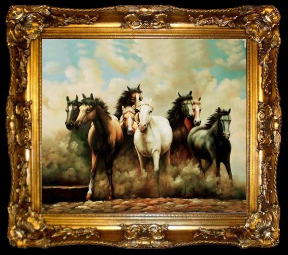 framed  unknow artist Horses 046, ta009-2